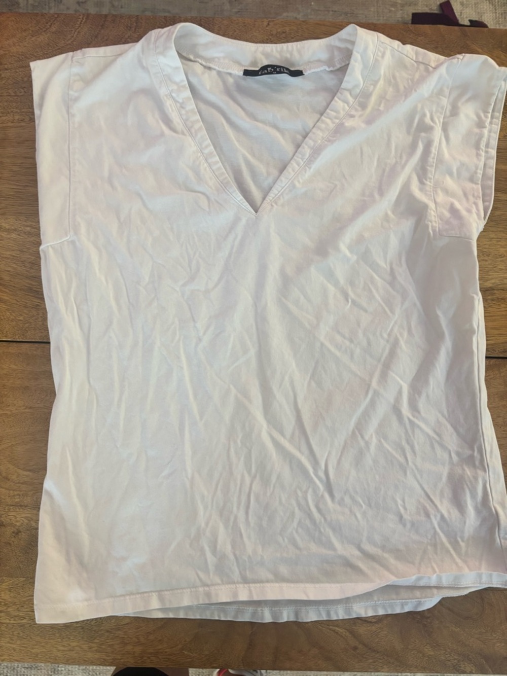 fab'rik White V-Neck Cap Sleeve Tunic Top